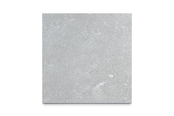 Single Arezzo Grey sandblasted limestone slab seen from above, showing the  the pavings surface texture and markings. Bespoke sizes available.***
