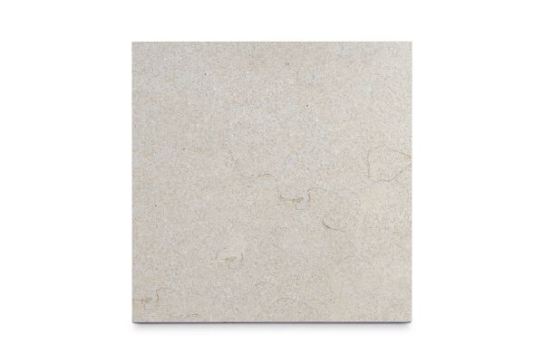 Single Vicenza Beige flamed limestone slab seen from above, showing the pavings surface texture and markings. Bespoke sizes available.***
