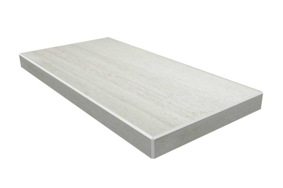 Rendered image of Faro Porcelain Wall End Coping with downstand edges. Free UK delivery available.