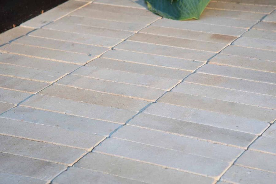 Close-up of Harvest Sandstone pavers with sawn and tumbled edges highlighting the patio bricks elegant finish.