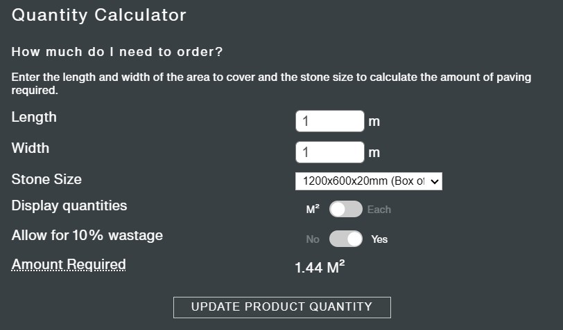 London Stone paving calculator 